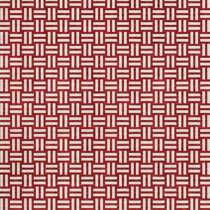 10' X 14' Abstract Geometric Washable Area Rug With UV Protection (673579) - Red / Ivory