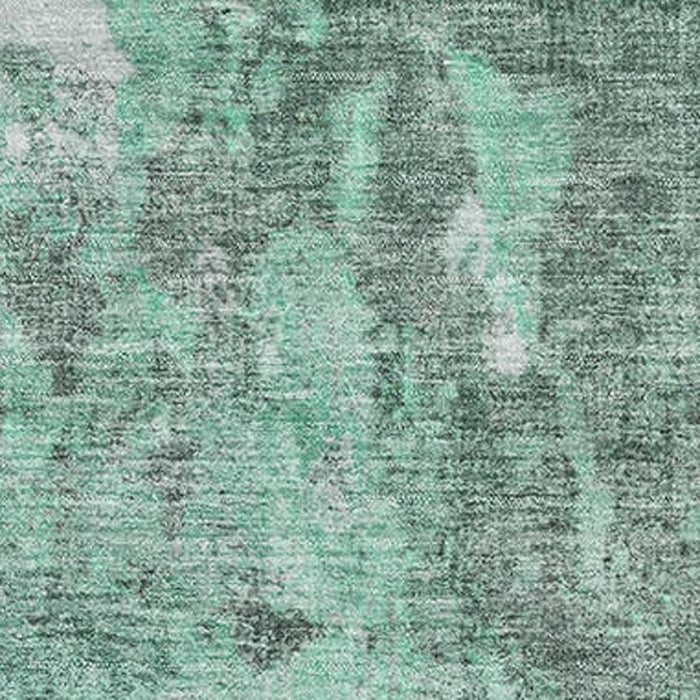 10' X 14' Abstract Washable Area Rug With UV Protection (700313) - Teal / Silver