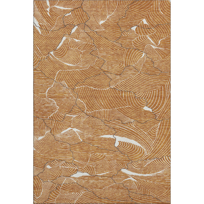 10' X 14' Abstract Washable Area Rug With UV Protection (682241) - Rust / Ivory / Gray