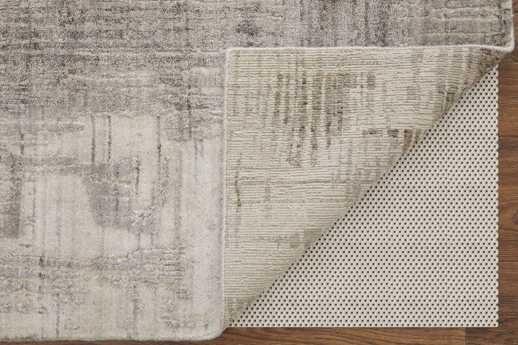 3' x 5' Abstract Hand Woven Worn Faded Area Rug - Gray And Ivory