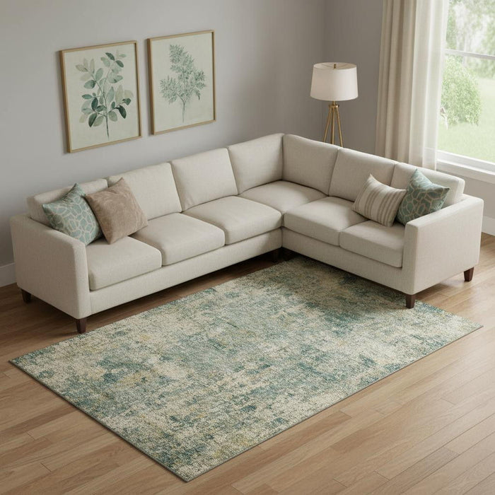 10' X 14' Abstract Washable Area Rug With UV Protection (716773) - Sage / Beige