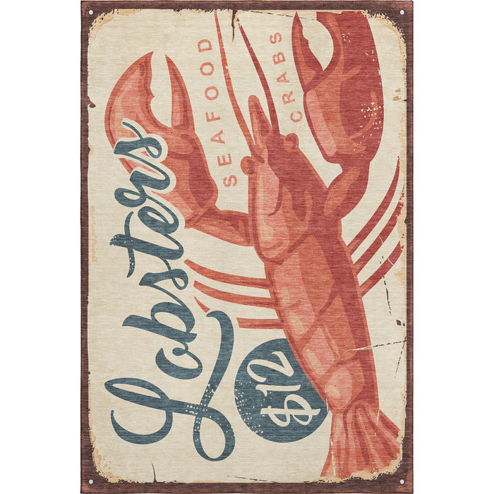 8' X 10' Nautical Washable Area Rug With UV Protection - Beige