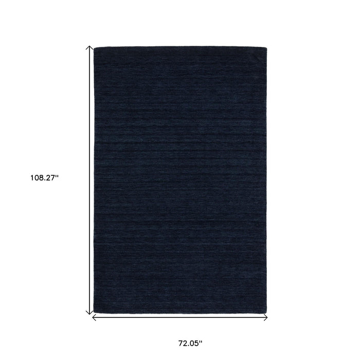 6' X 9' Casual Wool Hand Tufted Area Rug - Navy Blue