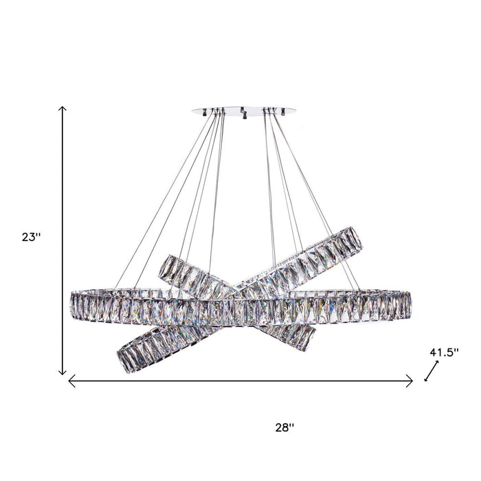 Three Light Crystal LED Dimmable Chandelier - Clear / Silver