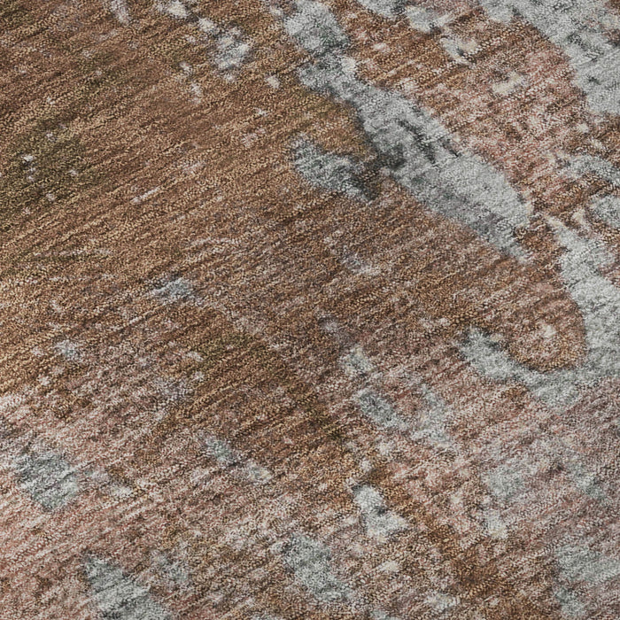 10' X 14' Abstract Washable Area Rug With UV Protection (701467) - Rust / Gray