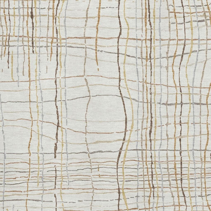 10' X 14' Striped Washable Area Rug With UV Protection (678562) - Ivory / Gold / Gray