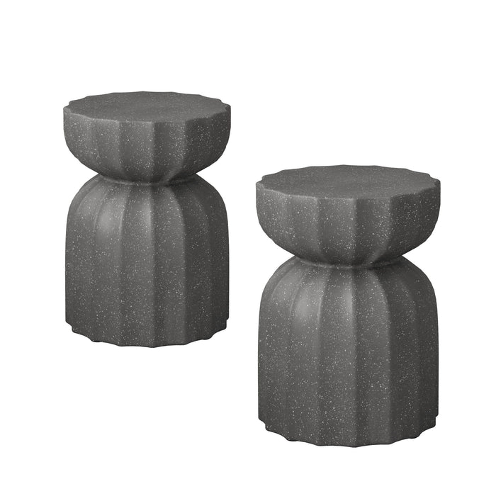 Set of two Giga outdoor and indoor waterproof gray coffee tables with sleek, modern design and sturdy construction.