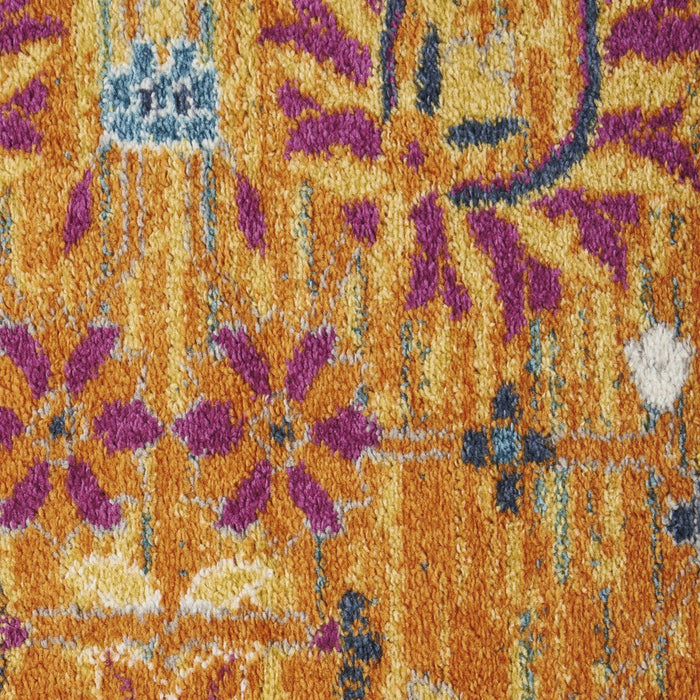 9' x 12' Floral Power Loom Area Rug - Gold