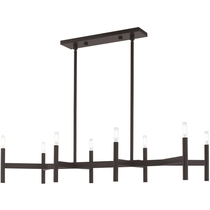 19" Eight Light Dimmable Chandelier With Shades - Bronze