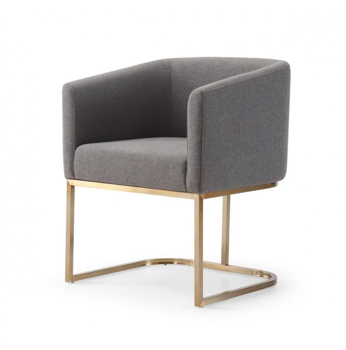 Contemporary Upholstered Fabric Dining Arm Chair - Dark Gray