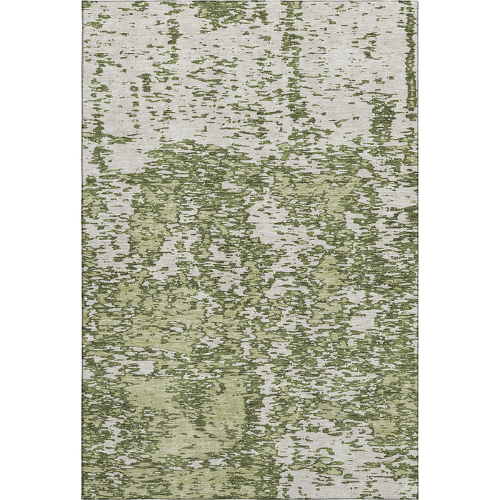 10' X 14' Abstract Washable Area Rug With UV Protection (675264) - Olive Green / Ivory