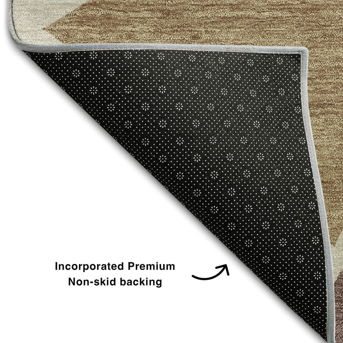10' X 14' Geometric Washable Area Rug With UV Protection (681497) - Beige / Brown / Mauve