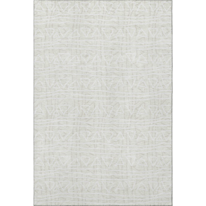 10' X 14' Geometric Washable Area Rug Polyester With UV Protection - Ivory And Beige