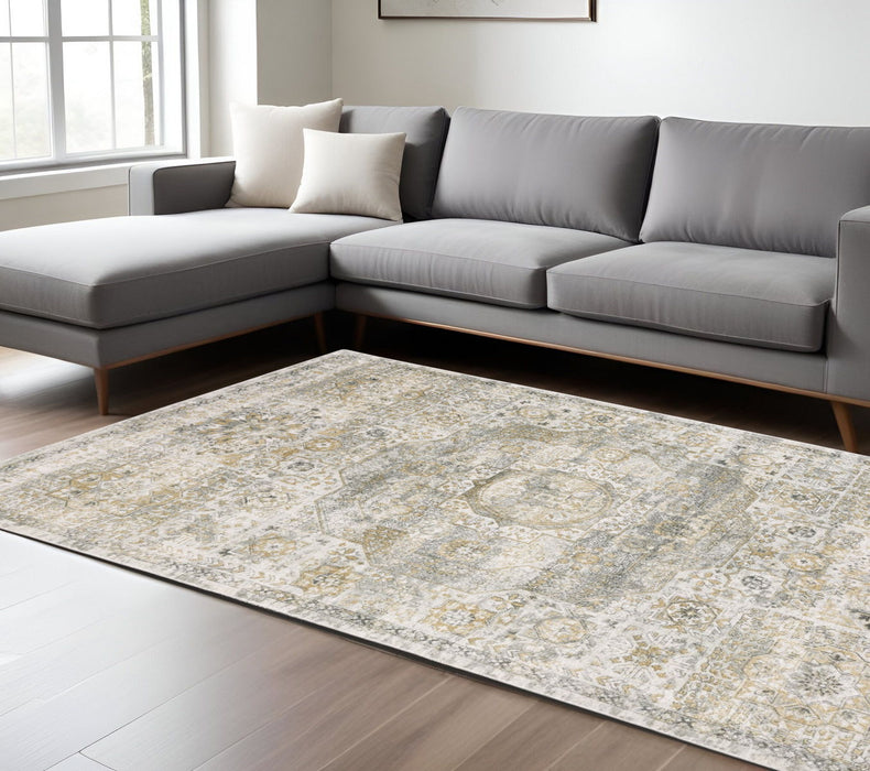 6' X 9' Medallion Hand Tufted Area Rug - Gray And Gold