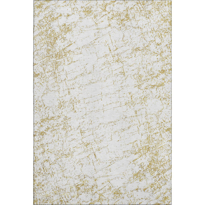 10' X 14' Abstract Washable Area Rug With UV Protection (651076) - Gold / Ivory