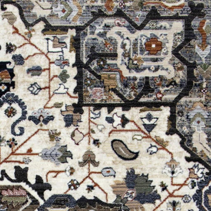 8' X 10' Medallion Area Rug (660313) - Gray / Black / Ivory