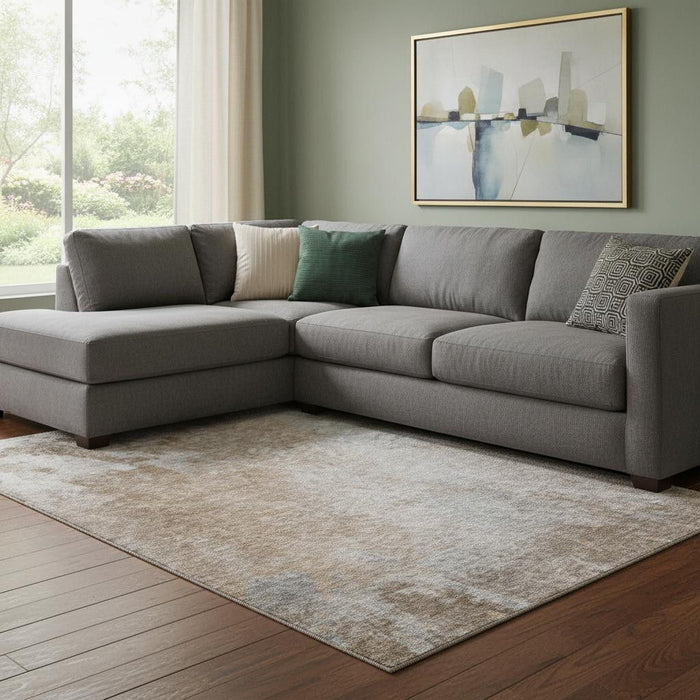10' X 14' Abstract Washable Area Rug With UV Protection (649408) - Coffee / Gray