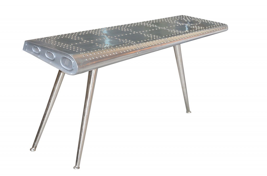 Aluminum Three Leg Console Table - Silver