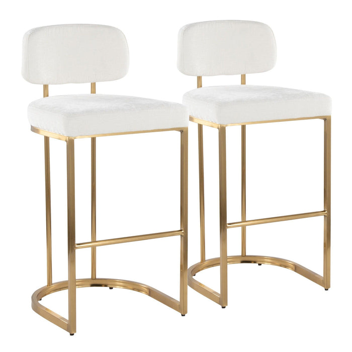 Demi - Fixed-Height Barstool (Set of 2) - Gold Metal Base