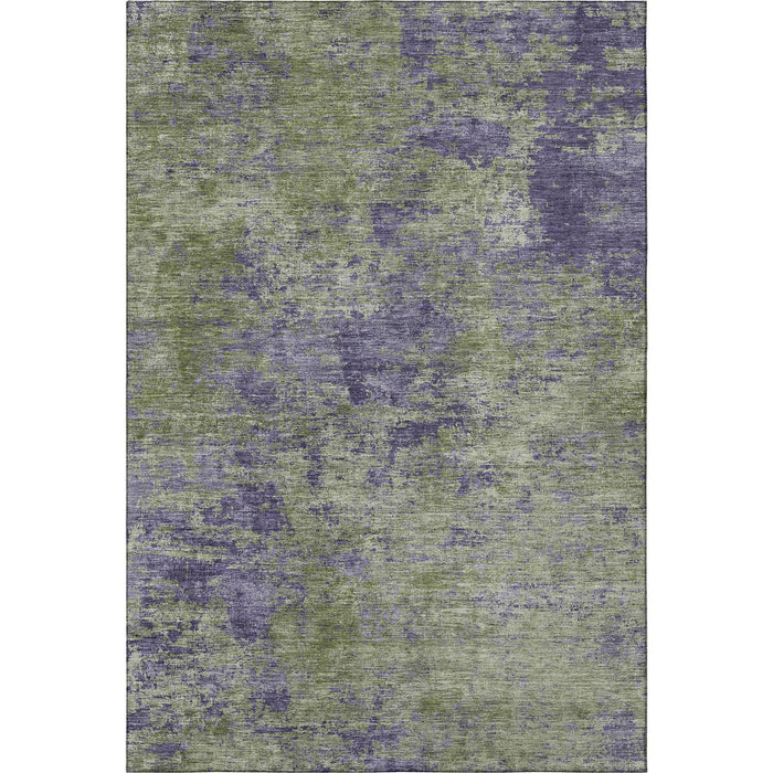 10' X 14' Abstract Washable Area Rug With UV Protection (693204) - Olive Green / Purple