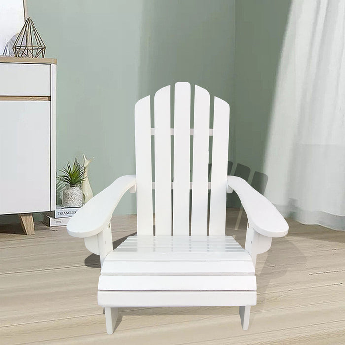 Giga outdoor or indoor children’s Adirondack arm chair in bright red, designed for kids' outdoor or indoor seating.