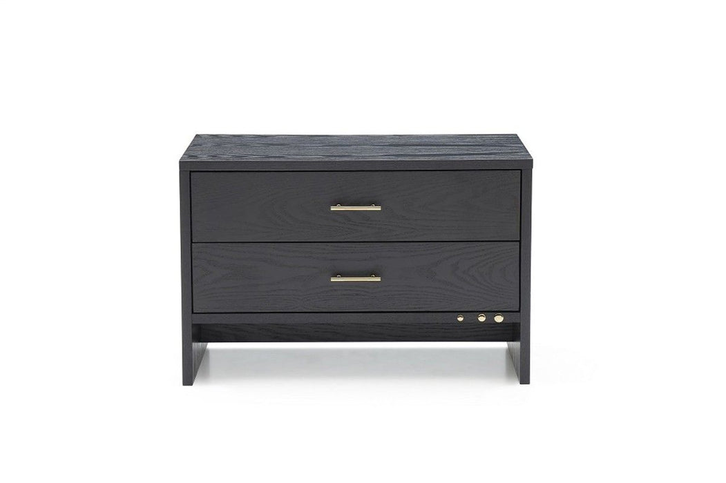 Modern Nightstand With Two Drawers - Dark Gray Ash