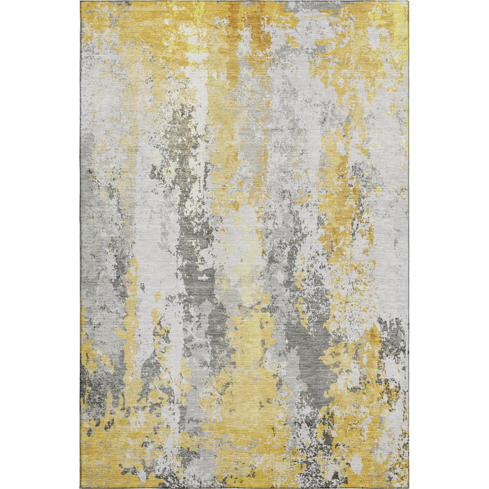 10' X 14' Abstract Washable Area Rug With UV Protection (705653) - Yellow / Ivory
