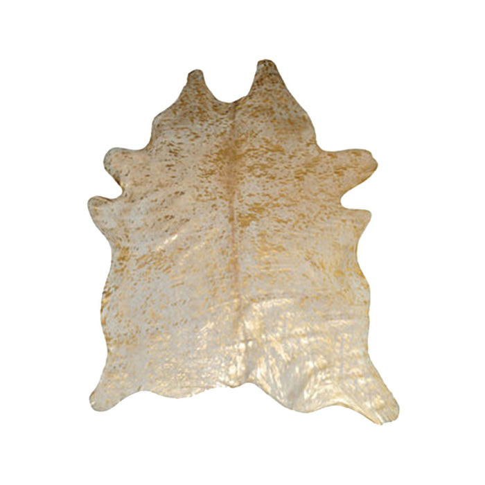 6' x 7' Genuine Cowhide Area Rug - Natural And Gold