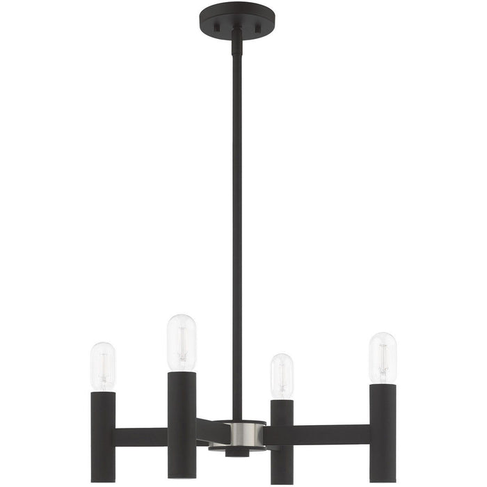 19" Four Light Dimmable Chandelier With Shades - Black