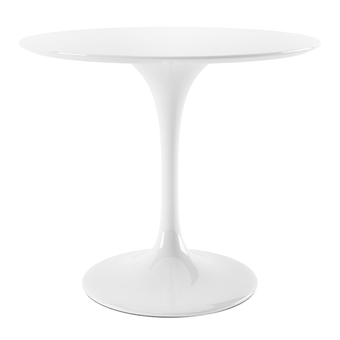 36" Fiberglass And Metal Dining Table - White