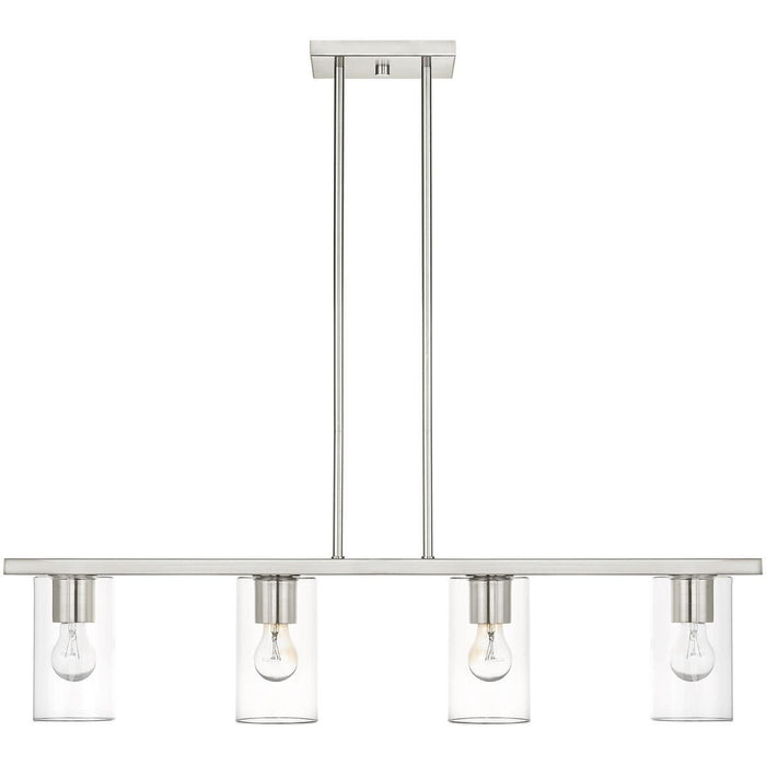 15'' Four Light Dimmable Chandelier With Shades - Nickel