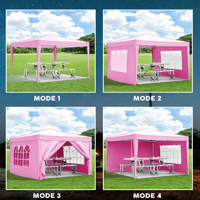 Giga 10x10 ft folding canopy with four removable sidewalls, portable outdoor event shelter, UPF 50+ gazebo for parties and camping