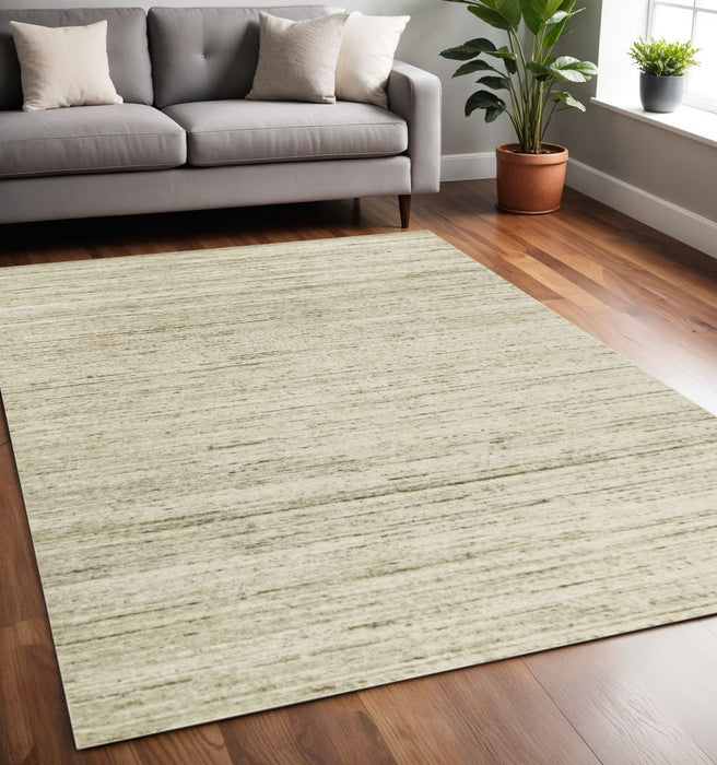 5' X 8' Wool Striped Hand Woven Area Rug - Ivory And Brown
