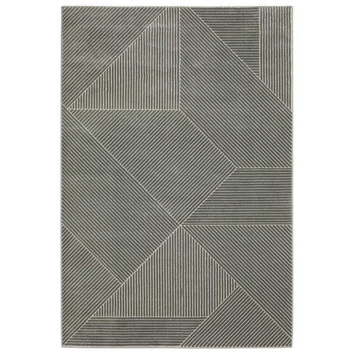 8' X 11' Geometric Modern Area Rug - Gray And Ivory