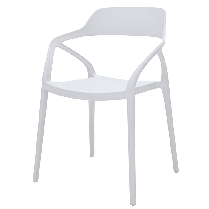 Open Back Dining Arm Chairs Heavy Duty Plastic (Set of 4) - White