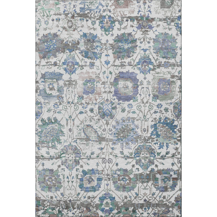 10' X 14' Oriental Washable Area Rug With UV Protection (699514) - Ivory / Blue / Gray