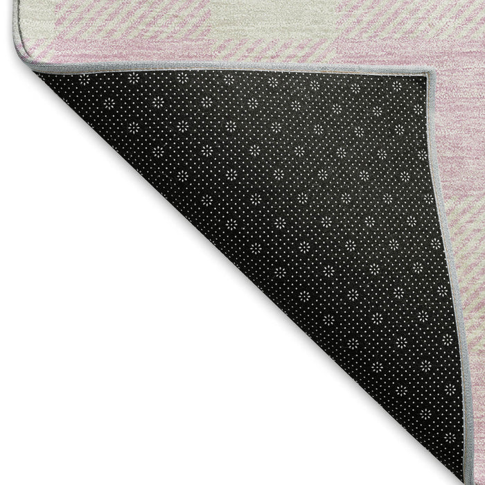 10' X 14' Plaid Washable Area Rug With UV Protection (673405) - Pink / Ivory