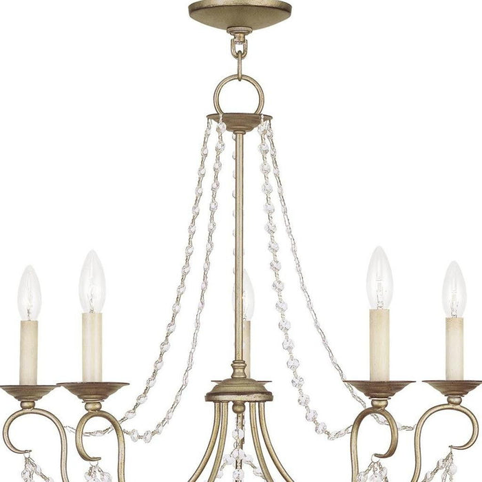 23" Five Light Dimmable Chandelier With Shades - Silver