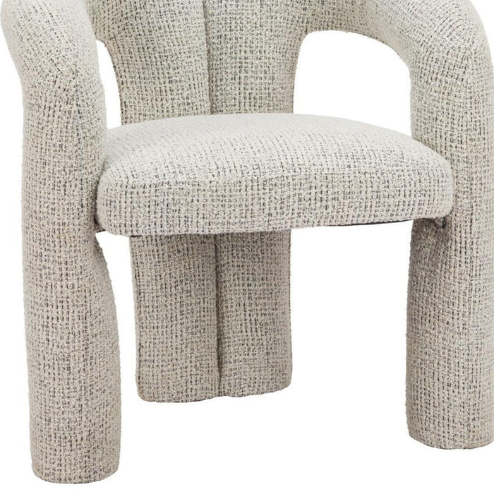 Upholstered Fabric Solid Wood Open Back Dining Arm Chair - Gray