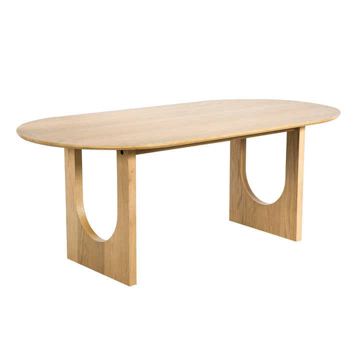 Solid Wood Mirrored Double Pedestal Base Oval Dining Table - Natural