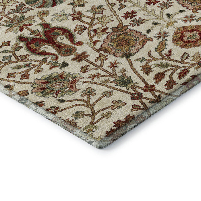 10' X 14' Floral Washable Area Rug With UV Protection (683980) - Ivory / Red / Blue