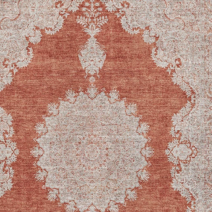 10' X 14' Oriental Washable Area Rug With UV Protection (678910) - Rust / Beige