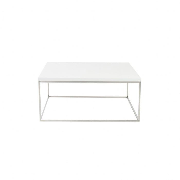 Metal Square Coffee Table - White And Silver