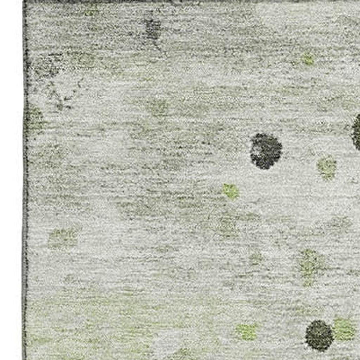10' X 14' Abstract Washable Area Rug With UV Protection (710747) - Artichoke Green / Ivory / Gray