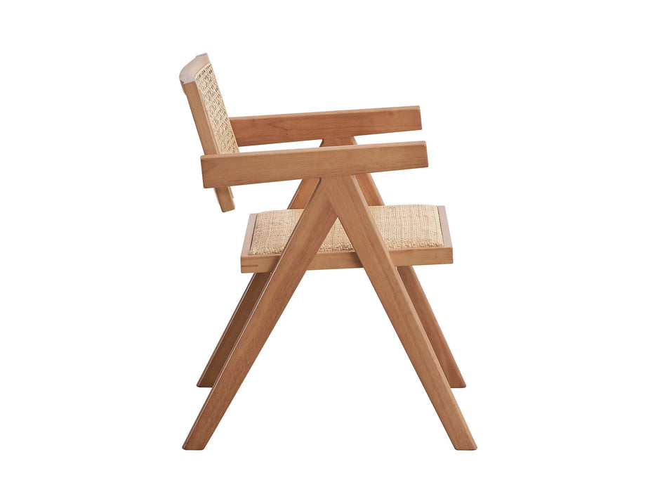 Wood Open Back Dining Arm Chairs (Set of 2) - Natural