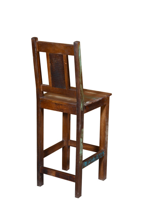 Solid Wood Bar Height Bar Chair - Dark Brown
