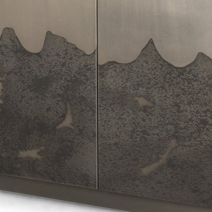 30" Distressed Metal Texture Door Accent Cabinet With Two Doors - Gray