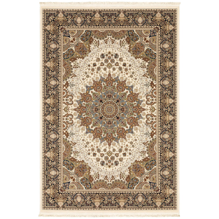 10' X 13' Traditional Medallion Area Rug With Fringe - Ivory