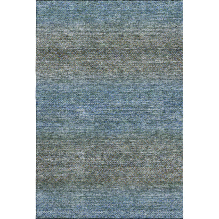 10' X 14' Geometric Washable Area Rug With UV Protection (710705) - Blue / Taupe