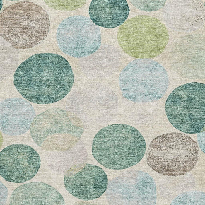 10' X 14' Geometric Washable Area Rug With UV Protection (709228) - Teal / Green / Ivory